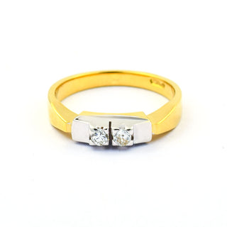 Brillantring aus 585 Gelb- und Weißgold, nachhaltiger second hand Schmuck perfekt aufgearbeitet