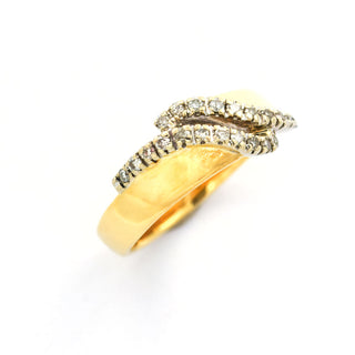 Brillantring aus 585 Gelb- und Weißgold, nachhaltiger second hand Schmuck perfekt aufgearbeitet