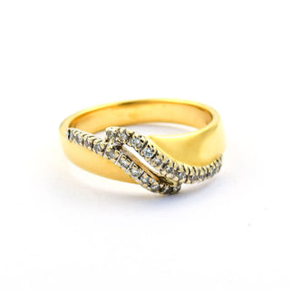 Brillantring aus 585 Gelb- und Weißgold, nachhaltiger second hand Schmuck perfekt aufgearbeitet