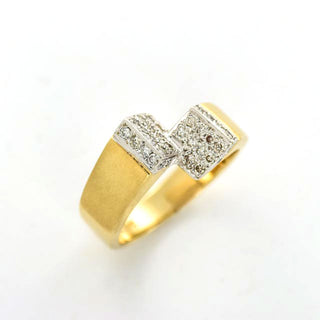 Brillantring aus 585 Gelb- und Weißgold, nachhaltiger second hand Schmuck perfekt aufgearbeitet