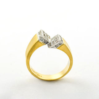 Brillantring aus 585 Gelb- und Weißgold, nachhaltiger second hand Schmuck perfekt aufgearbeitet