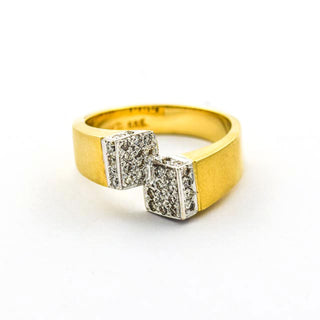 Brillantring aus 585 Gelb- und Weißgold, nachhaltiger second hand Schmuck perfekt aufgearbeitet