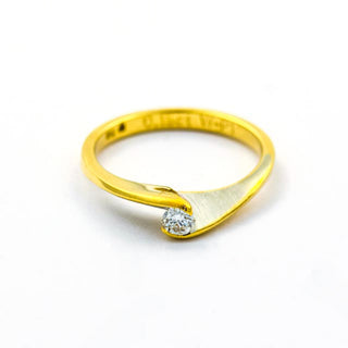 Brillantring aus 750 Gelb- und Weißgold, nachhaltiger second hand Schmuck perfekt aufgearbeitet