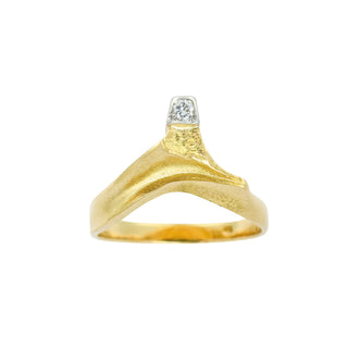 Brillantring aus 750 Gelb- und Weißgold, nachhaltiger second hand Schmuck perfekt aufgearbeitet