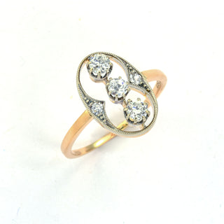 Brillantring aus 585 Gelb- und Weißgold, nachhaltiger second hand Schmuck perfekt aufgearbeitet