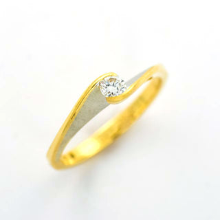 Brillantring aus 750 Gelb- und Weißgold, nachhaltiger second hand Schmuck perfekt aufgearbeitet
