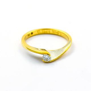 Brillantring aus 750 Gelb- und Weißgold, nachhaltiger second hand Schmuck perfekt aufgearbeitet
