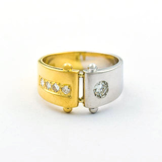 Brillantring aus 750 Gelb- und Weißgold, nachhaltiger second hand Schmuck perfekt aufgearbeitet