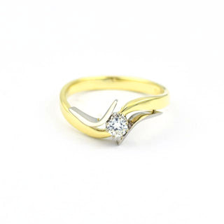 Brillantring aus 585 Gelb- und Weißgold, nachhaltiger second hand Schmuck perfekt aufgearbeitet