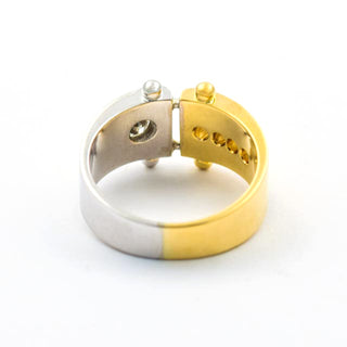 Brillantring aus 750 Gelb- und Weißgold, nachhaltiger second hand Schmuck perfekt aufgearbeitet