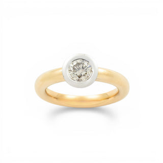 Brillantring aus 750 Gelb- und Weißgold, nachhaltiger second hand Schmuck perfekt aufgearbeitet