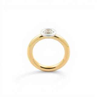 Brillantring aus 750 Gelb- und Weißgold, nachhaltiger second hand Schmuck perfekt aufgearbeitet