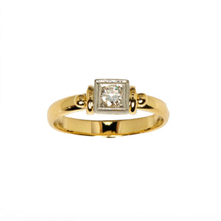 Brillantring aus 585 Gelb- und Weißgold, nachhaltiger second hand Schmuck perfekt aufgearbeitet