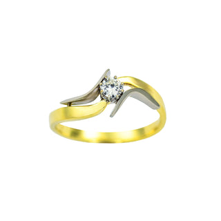 Brillantring aus 585 Gelb- und Weißgold, nachhaltiger second hand Schmuck perfekt aufgearbeitet
