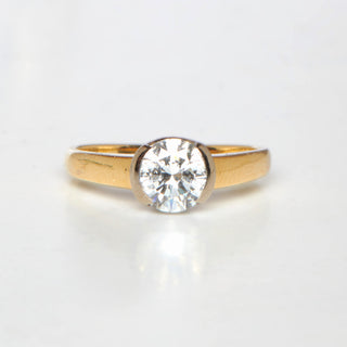 Brillantring aus 18 kt Gelb- und Weißgold, nachhaltiger second hand Schmuck perfekt aufgearbeitet
