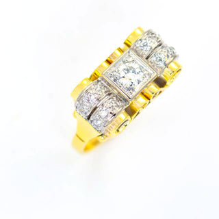 Diamantring aus 585 Gelb- und Weißgold, nachhaltiger second hand Schmuck perfekt aufgearbeitet