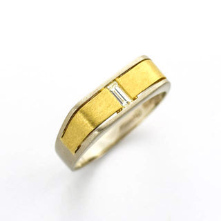 Diamantring aus 750 Gelb- und Weißgold, nachhaltiger second hand Schmuck perfekt aufgearbeitet
