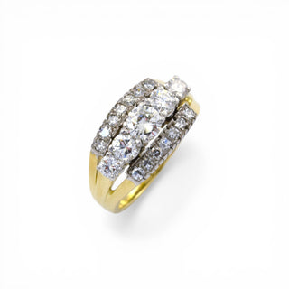 Brillantring aus 585 Gelb- und Weißgold mit Diamant, nachhaltiger second hand Schmuck perfekt aufgearbeitet