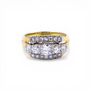 Brillantring aus 585 Gelb- und Weißgold mit Diamant, nachhaltiger second hand Schmuck perfekt aufgearbeitet