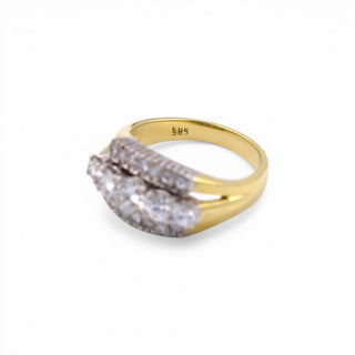 Brillantring aus 585 Gelb- und Weißgold mit Diamant, nachhaltiger second hand Schmuck perfekt aufgearbeitet