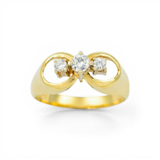 Brillantring aus 585 Gelb- und Weißgold, nachhaltiger second hand Schmuck perfekt aufgearbeitet