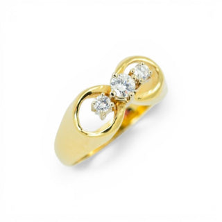 Brillantring aus 585 Gelb- und Weißgold, nachhaltiger second hand Schmuck perfekt aufgearbeitet