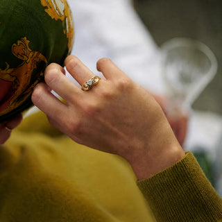 Brillantring aus 585 Gelb- und Weißgold, nachhaltiger second hand Schmuck perfekt aufgearbeitet
