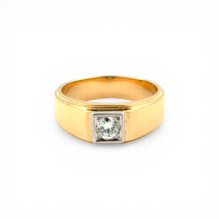 Brillantring aus 585 Gelb- und Weißgold, nachhaltiger second hand Schmuck perfekt aufgearbeitet