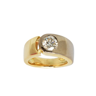 Brillantring aus 585 Gelb- und Weißgold, nachhaltiger second hand Schmuck perfekt aufgearbeitet