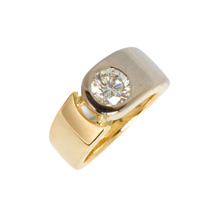 Brillantring aus 585 Gelb- und Weißgold, nachhaltiger second hand Schmuck perfekt aufgearbeitet