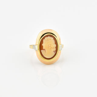 Ring aus 585 Gelb- und Weißgold mit Kamee/Gemme, nachhaltiger second hand Schmuck perfekt aufgearbeitet