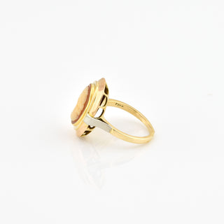 Ring aus 585 Gelb- und Weißgold mit Kamee/Gemme, nachhaltiger second hand Schmuck perfekt aufgearbeitet