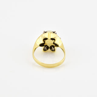 Perlenring aus 585 Gelb- und Weißgold mit Brillant, nachhaltiger second hand Schmuck perfekt aufgearbeitet