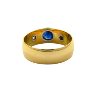 Saphirring aus 585 Gelb- und Weißgold mit Brillant, nachhaltiger second hand Schmuck perfekt aufgearbeitet