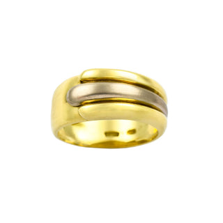 Ring aus 750 Gelb- und Weißgold, nachhaltiger second hand Schmuck perfekt aufgearbeitet