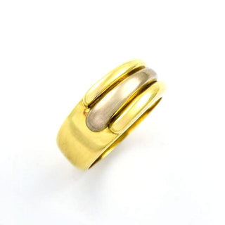 Ring aus 750 Gelb- und Weißgold, nachhaltiger second hand Schmuck perfekt aufgearbeitet