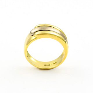 Ring aus 750 Gelb- und Weißgold, nachhaltiger second hand Schmuck perfekt aufgearbeitet