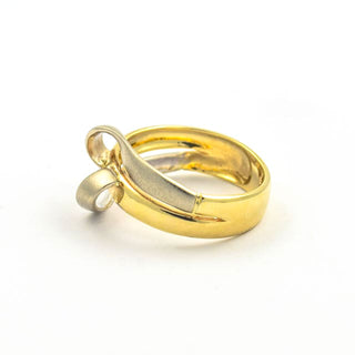 Ring aus 585 Gelb- und Weißgold, nachhaltiger second hand Schmuck perfekt aufgearbeitet