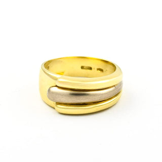 Ring aus 750 Gelb- und Weißgold, nachhaltiger second hand Schmuck perfekt aufgearbeitet