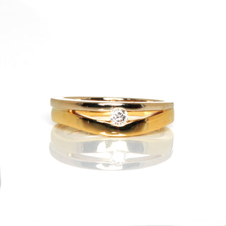 Brillantring aus 750 Gelb- und Weißgold, nachhaltiger second hand Schmuck perfekt aufgearbeitet