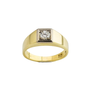 Brillantring aus 585 Gelb- und Weißgold, nachhaltiger second hand Schmuck perfekt aufgearbeitet