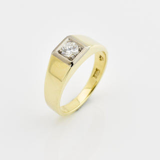 Brillantring aus 585 Gelb- und Weißgold, nachhaltiger second hand Schmuck perfekt aufgearbeitet