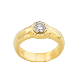 Brillantring aus 750 Gelb- und Weißgold, nachhaltiger second hand Schmuck perfekt aufgearbeitet