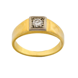 Ring aus 585 Gelb- und Weißgold mit Brillant, nachhaltiger second hand Schmuck perfekt aufgearbeitet