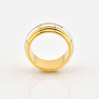 Brillantring aus 750 Gelb- und Weißgold, nachhaltiger second hand Schmuck perfekt aufgearbeitet