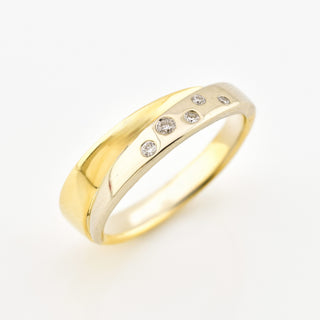 Brillantring aus 585 Gelb- und Weißgold, nachhaltiger second hand Schmuck perfekt aufgearbeitet