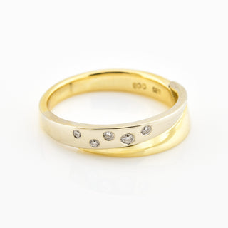 Brillantring aus 585 Gelb- und Weißgold, nachhaltiger second hand Schmuck perfekt aufgearbeitet