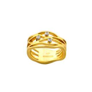 Brillantring aus 750 Gelb- und Weißgold, nachhaltiger second hand Schmuck perfekt aufgearbeitet