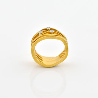 Brillantring aus 750 Gelb- und Weißgold, nachhaltiger second hand Schmuck perfekt aufgearbeitet