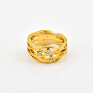 Brillantring aus 750 Gelb- und Weißgold, nachhaltiger second hand Schmuck perfekt aufgearbeitet